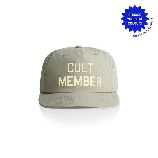 Cult Member Recycled Nylon Cap: Funny Political Satire Headwear
