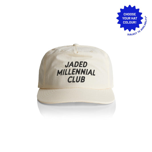 Jaded Millennial Club Cap: Customizable Recycled Nylon Snapback