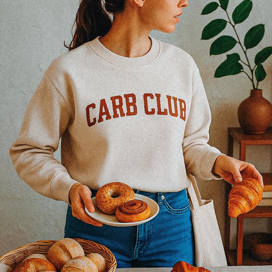 Customizable Carb Club Sweatshirt: Funny Foodie Crewneck