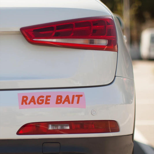 Rage Bait Funny Bumper Sticker: Neon Pink Bad Driver Vinyl Decal