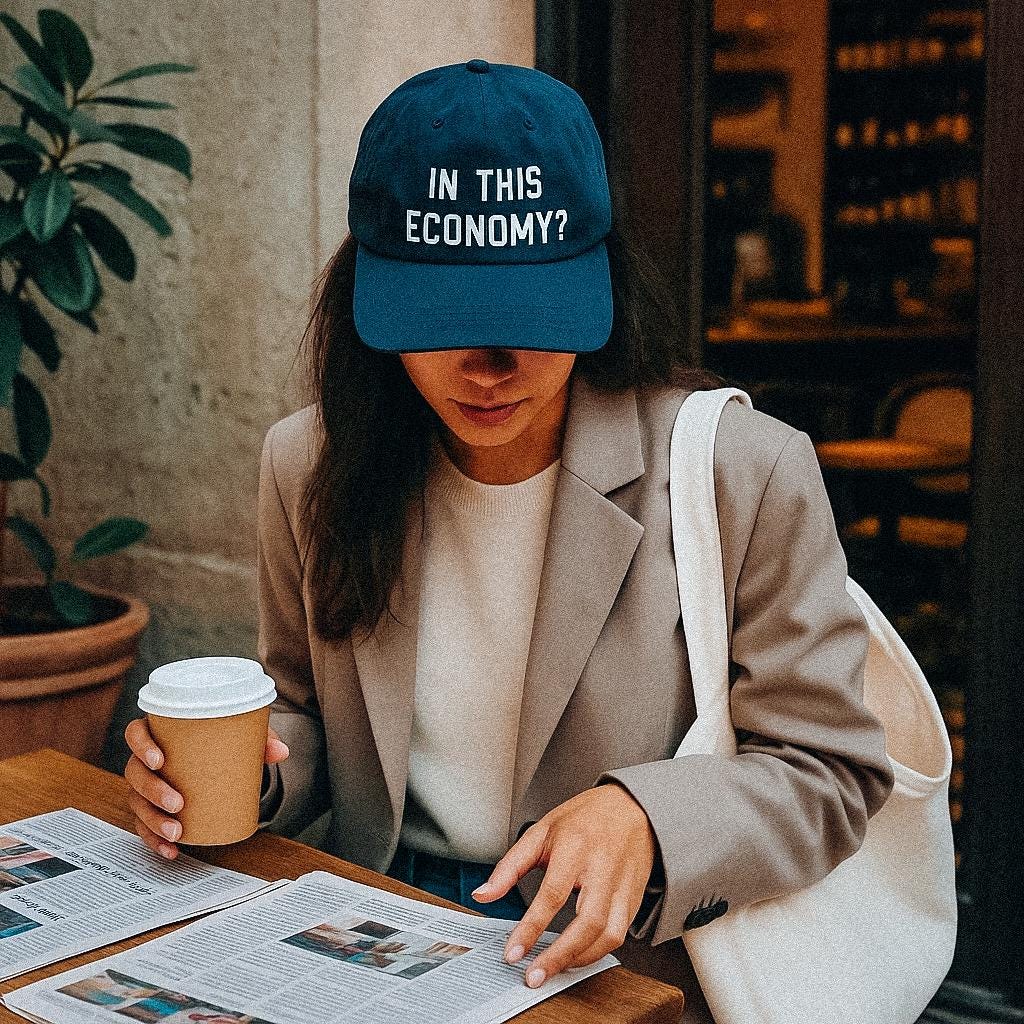 Customizable In This Economy? Recycled Nylon Cap | Custom Colour Printed 5-Panel Hat | Unstructured Ball Cap | Funny Millennial Headwear