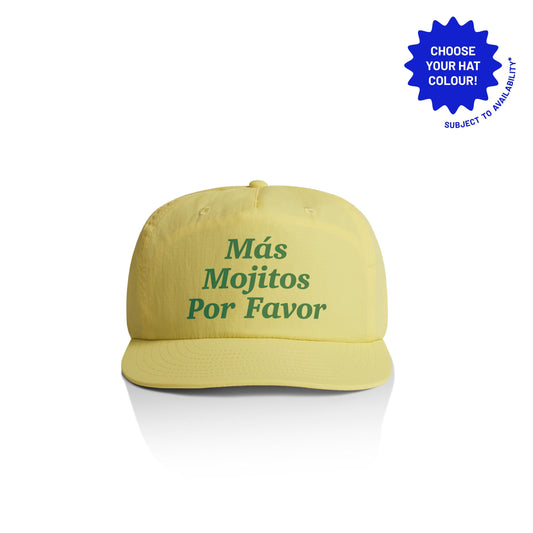 Mas Mojitos Por Favor Cap: Recycled Nylon Snapback, Customizable