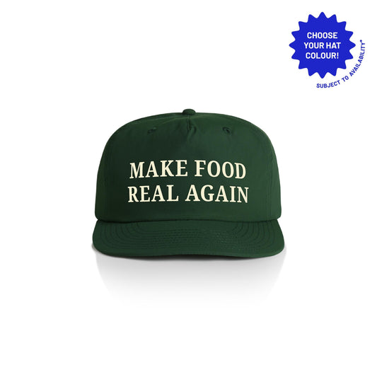 Make Food Real Again Cap: Customizable Recycled Nylon Snapback