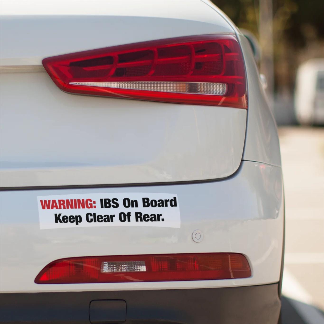 IBS On Board Funny Bumper Sticker – Ironic Car Decal for Road Rage and Tailgaters