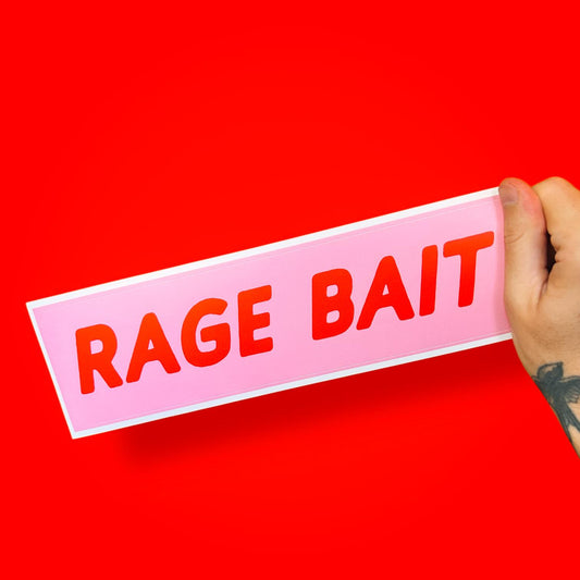 Rage Bait Funny Bumper Sticker | Funny Bad Driver Vinyl Decal | Internet Troll Pink Car Sticker | LGBTQ Sticker