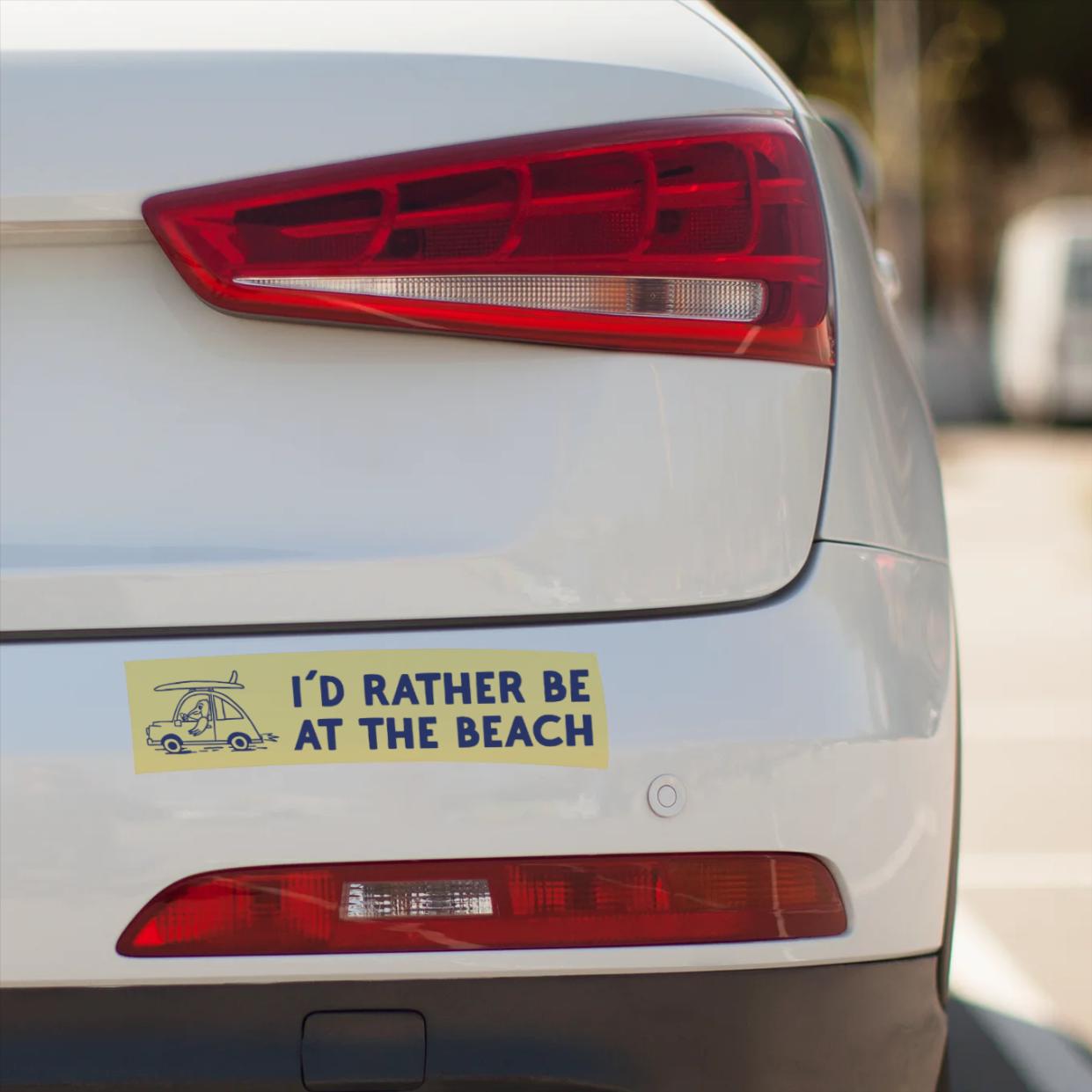 I’d Rather Be at the Beach Bumper Sticker – Surf Vibes Vinyl Car Decal