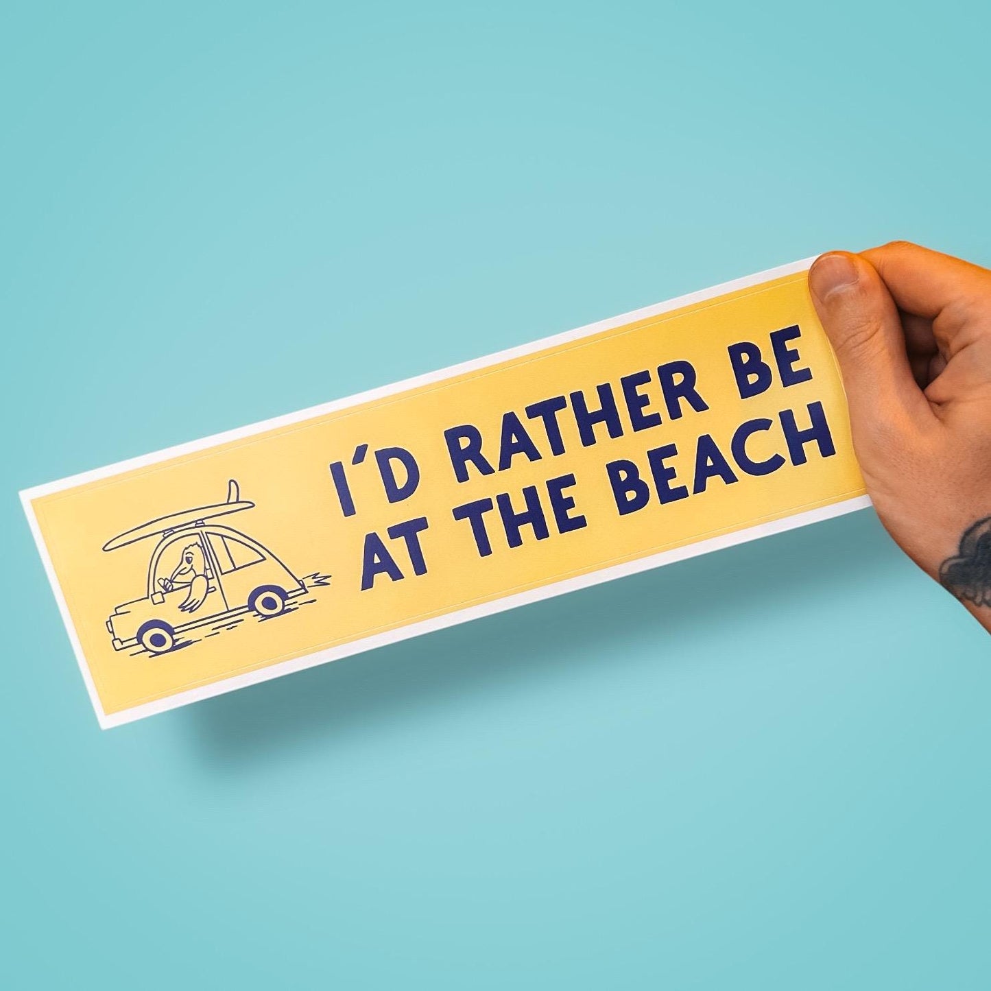 I’d Rather Be at the Beach Bumper Sticker – Surf Vibes Vinyl Car Decal