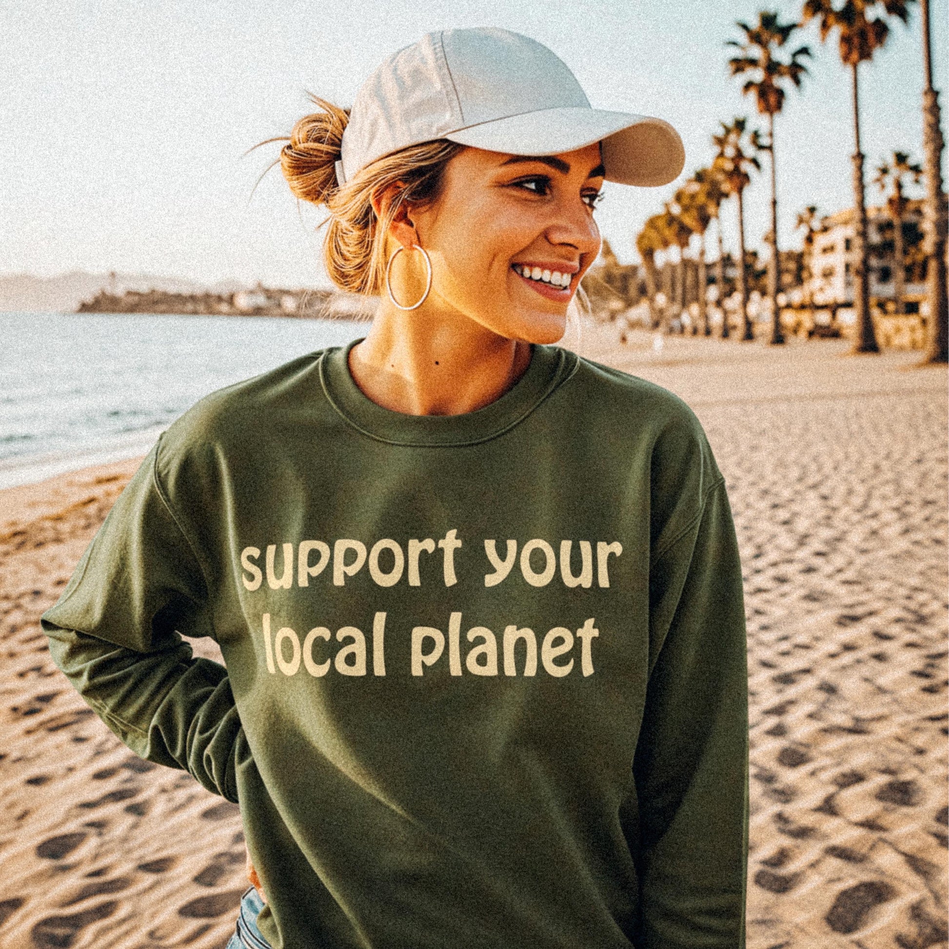 Customizable Support Your Local Planet Sweatshirt: Cozy Unisex Crewneck