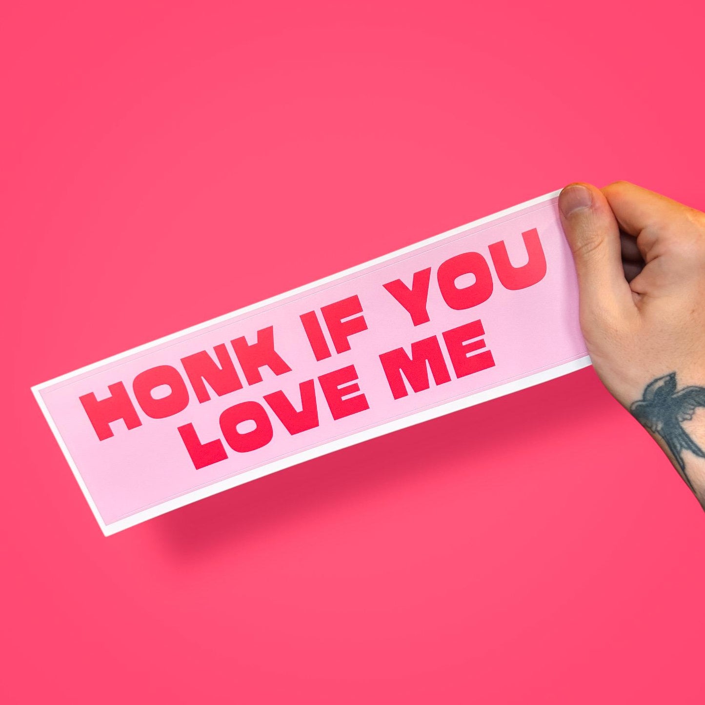 Honk If You Love Me Bumper Sticker – Funny Pink Retro Car Decal